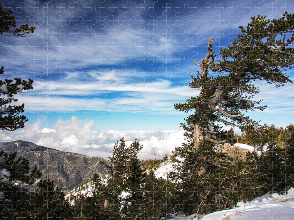 Tranquil Clouds On Top Of Snow Covered Mountains Fine Art Photography Prints Jigsaw Puzzle featuring the photograph Tranquil Clouds on Top of Snow Covered Mountains by Jerry Cowart