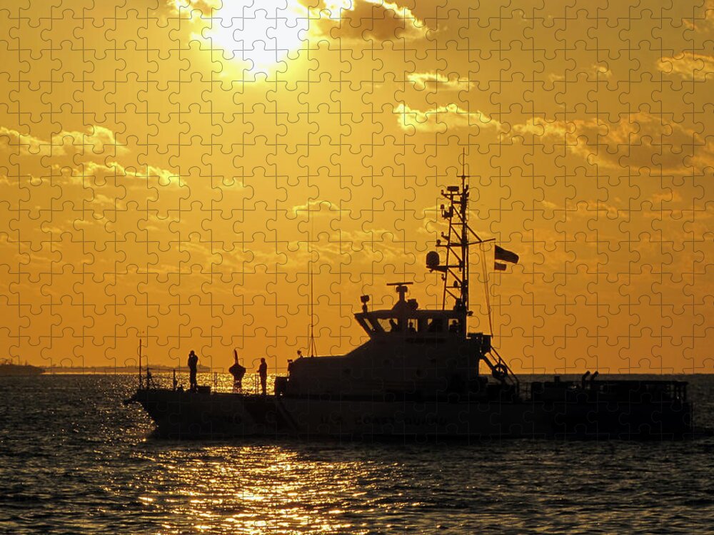 Sky Jigsaw Puzzle featuring the photograph Coast Guard in Paradise - Key West by Bob Slitzan
