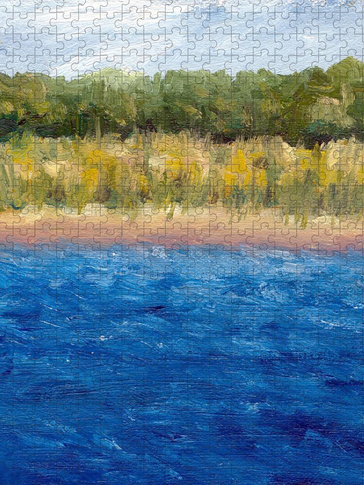 Lake Jigsaw Puzzle featuring the painting Coastal Dunes 2.0 by Michelle Calkins