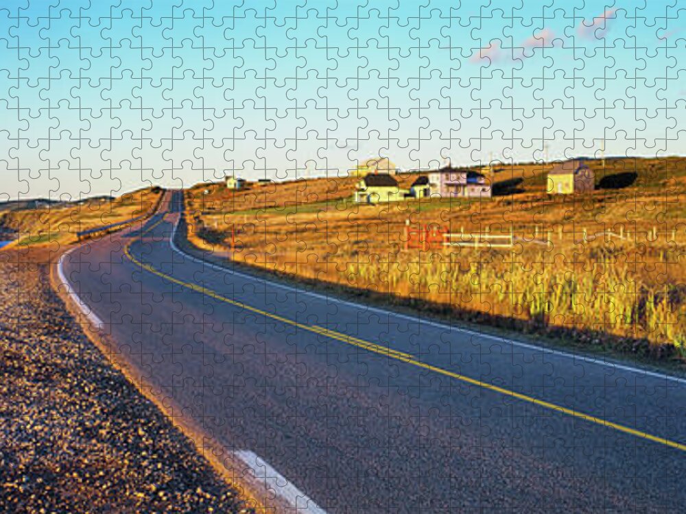 Photography Jigsaw Puzzle featuring the photograph Coastal Highway At Sunset, Nova Scotia by Panoramic Images