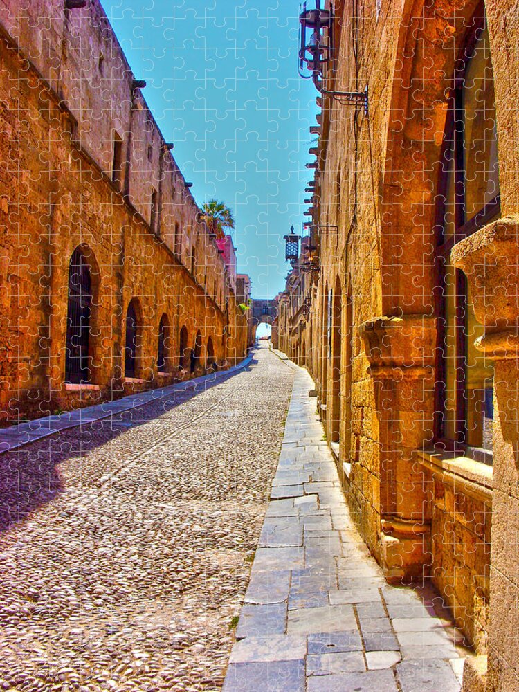 Cobbled Street Jigsaw Puzzle featuring the photograph Rhodes Cobbled Street by Scott Carruthers
