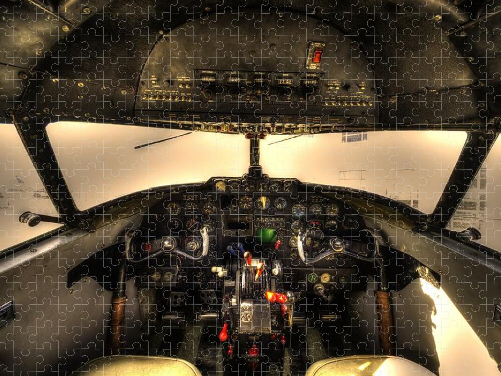 Lockheed Model 18 Lodestar Jigsaw Puzzle featuring the photograph Cockpit - Lockheed Model 18 Lodestar by David Morefield