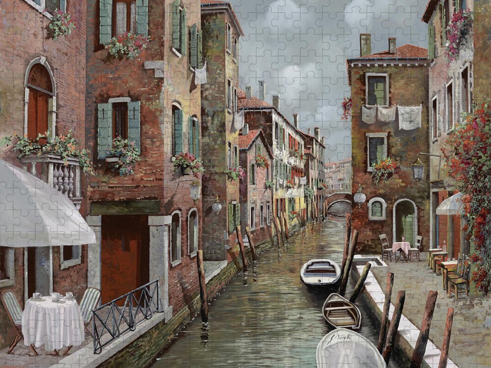 Venice Jigsaw Puzzle featuring the painting colazione a Venezia by Guido Borelli
