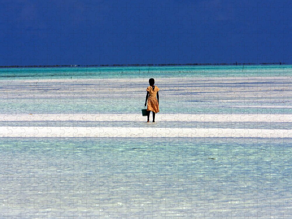 Africa Jigsaw Puzzle featuring the photograph Collecting Clams In The Indian Ocean by Aidan Moran