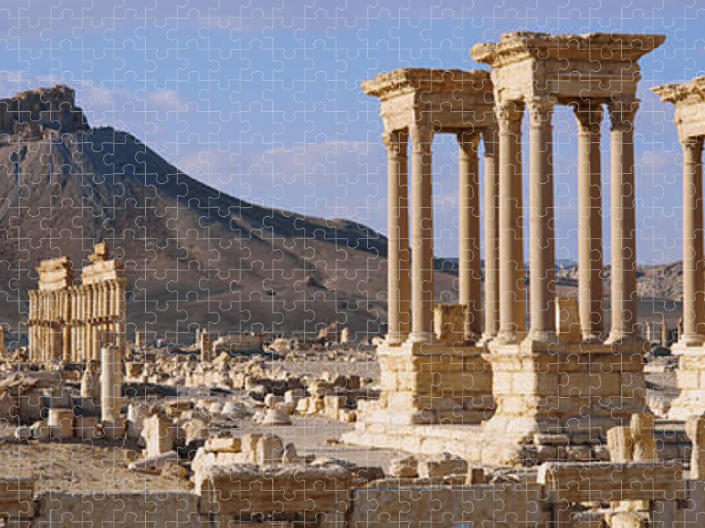 Photography Jigsaw Puzzle featuring the photograph Colonnades On An Arid Landscape by Panoramic Images