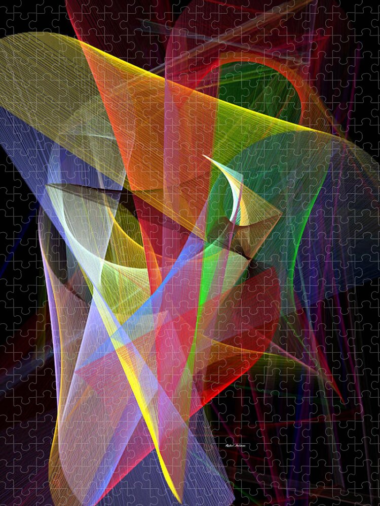 Abstract Jigsaw Puzzle featuring the digital art Color Symphony by Rafael Salazar