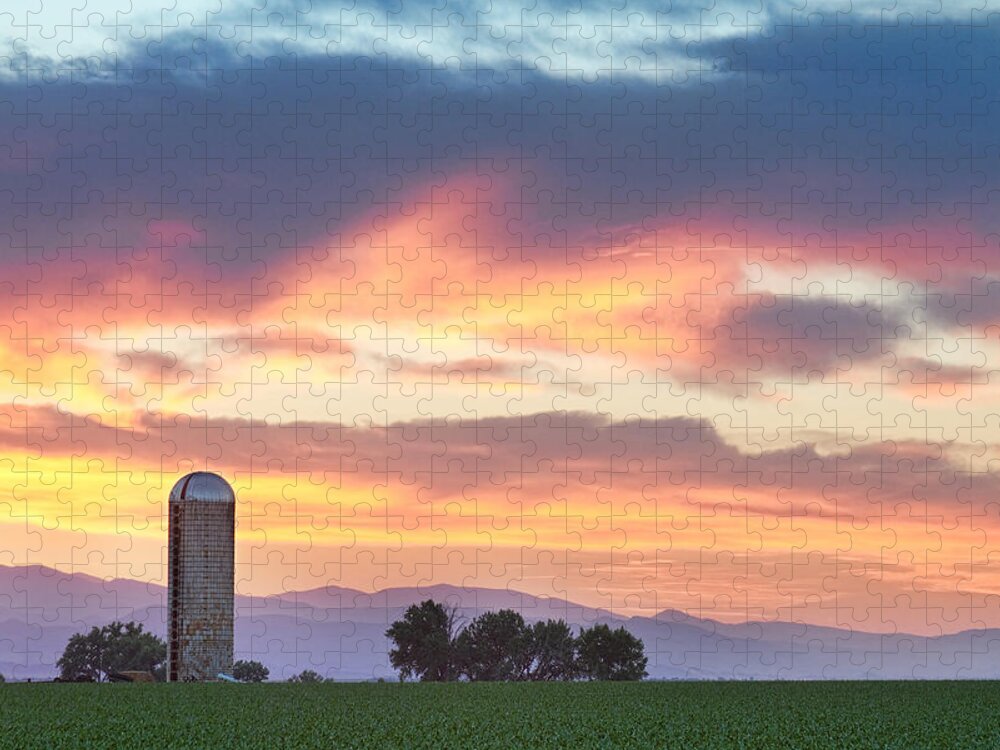 Farms Jigsaw Puzzle featuring the photograph Colorado Farmers Sunset by James BO Insogna