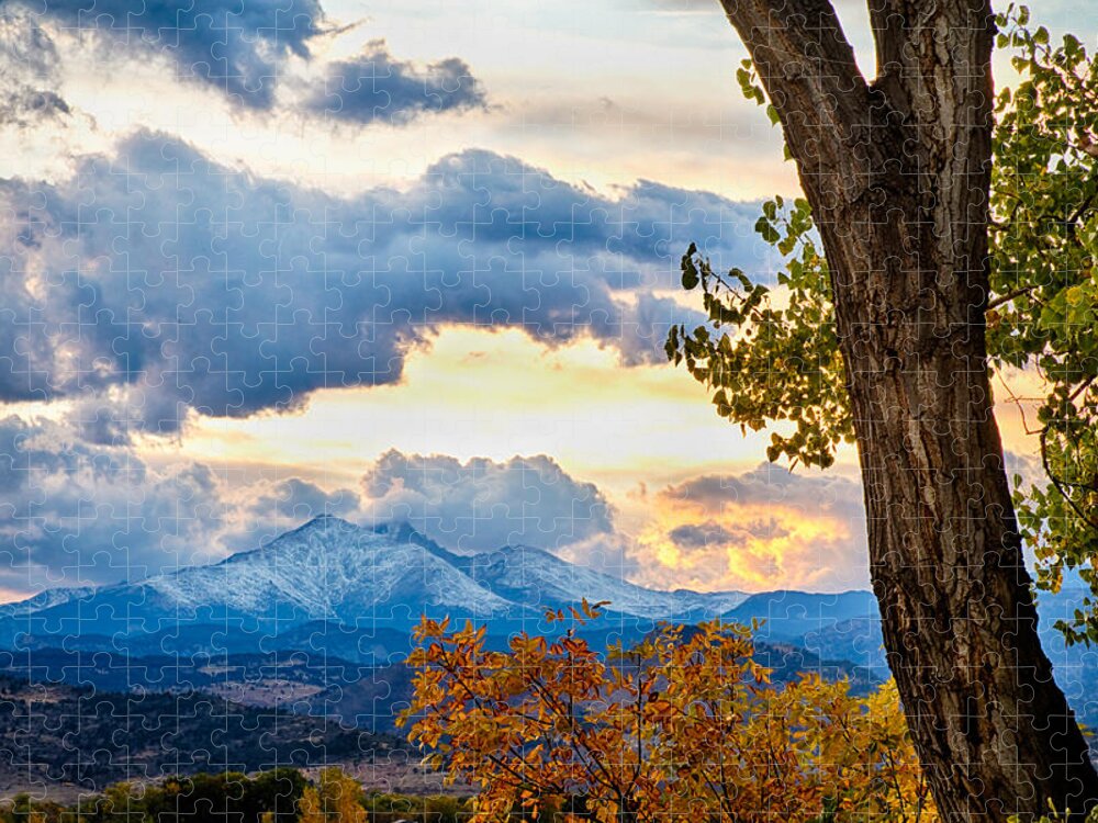 Autumn Jigsaw Puzzle featuring the photograph Colorado Rocky Mountain Twin Peaks Autumn View by James BO Insogna