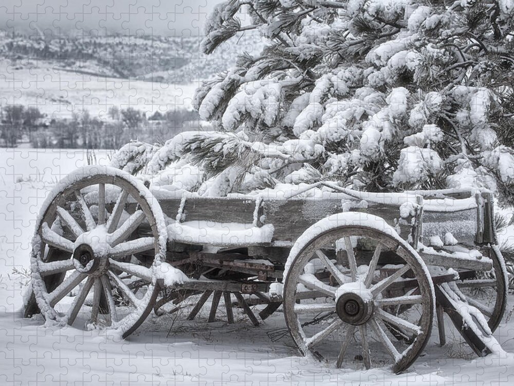 Snow Jigsaw Puzzle featuring the photograph Colorado Wagon by Darren White