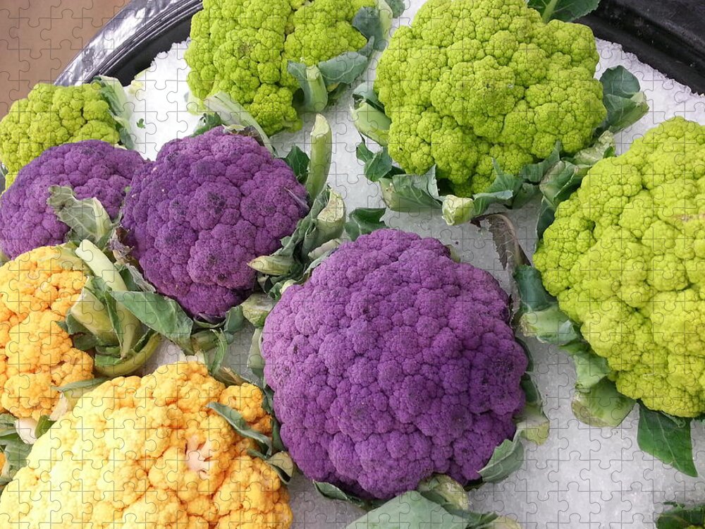 Purple Jigsaw Puzzle featuring the photograph Colorful Cauliflower by Caryl J Bohn
