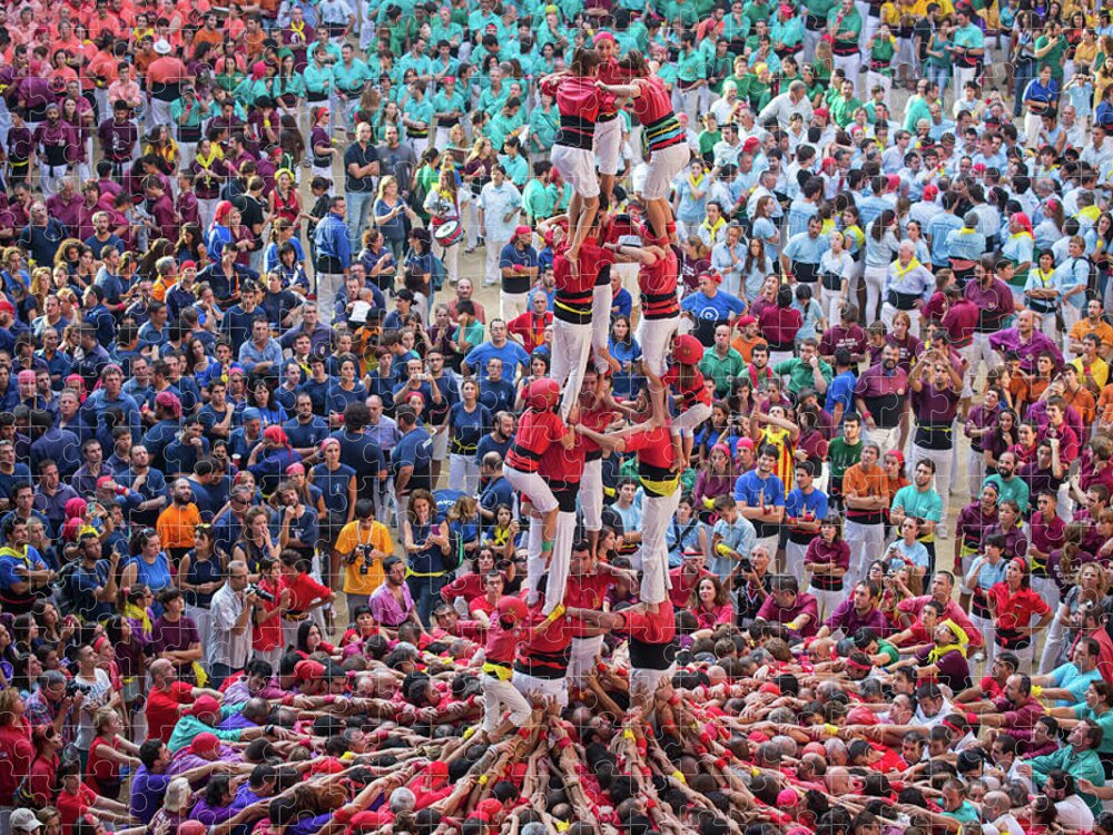 Crown Jigsaw Puzzle featuring the photograph Colorful Human Towers Castellers View by Artur Debat
