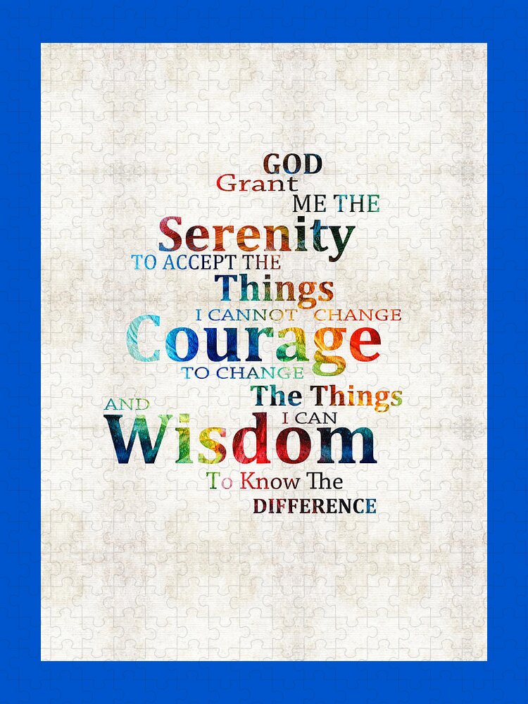 Serenity Prayer Jigsaw Puzzle featuring the painting Colorful Serenity Prayer by Sharon Cummings by Sharon Cummings