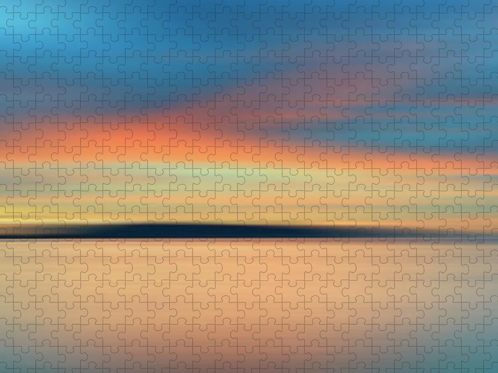 Orange Color Jigsaw Puzzle featuring the photograph Colorful Sunset With Long Exposure by Macbrianmun
