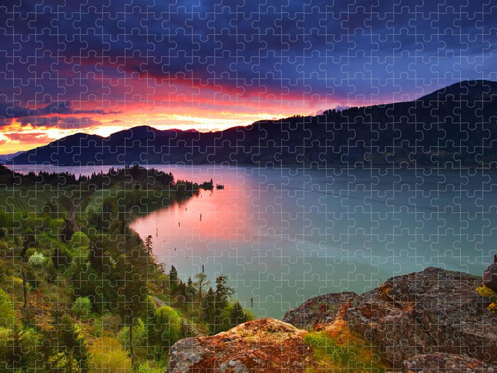 Sunset Jigsaw Puzzle featuring the photograph Columbia Sunset by Darren White