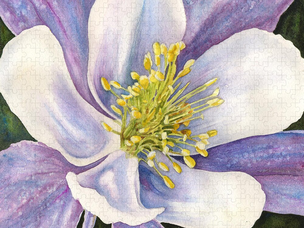 Columbine Painting Jigsaw Puzzle featuring the painting Columbine Closeup by Anne Gifford