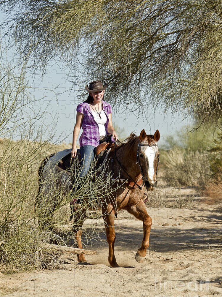 Horse Jigsaw Puzzle featuring the photograph Coming Through the Wash by Kathy McClure