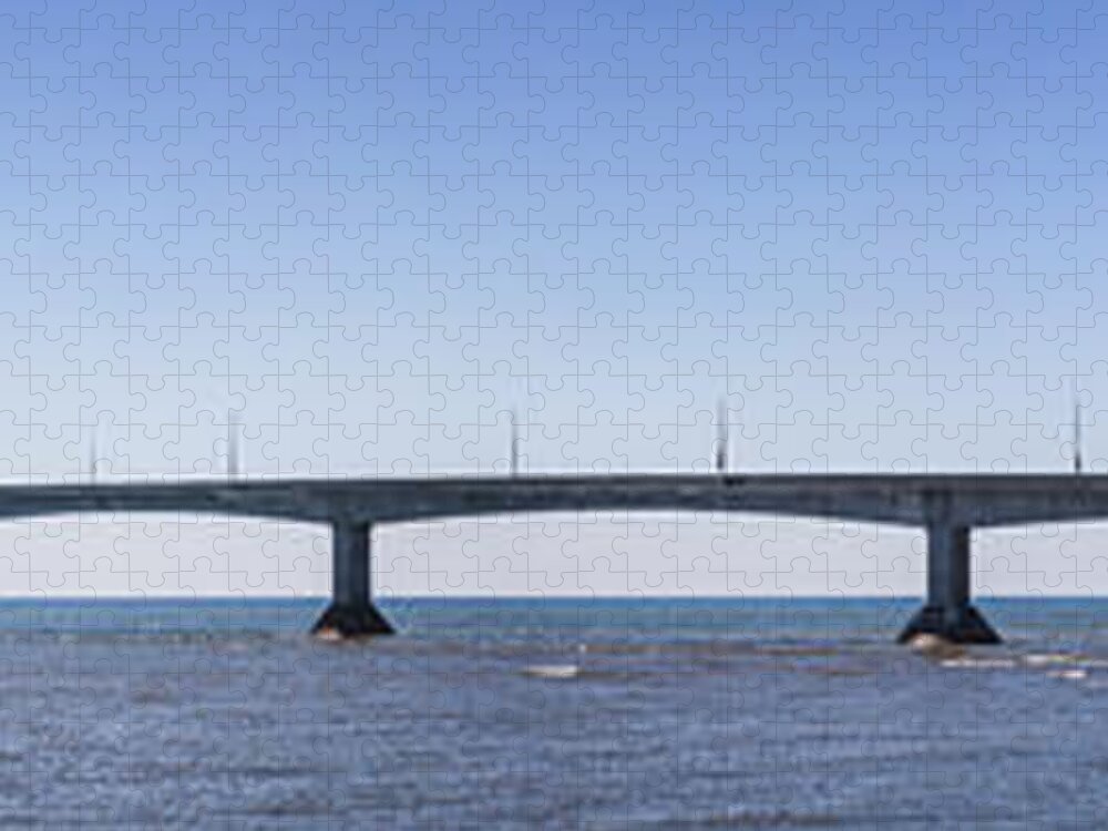 Bridge Jigsaw Puzzle featuring the photograph Confederation Bridge panorama 3 by Elena Elisseeva
