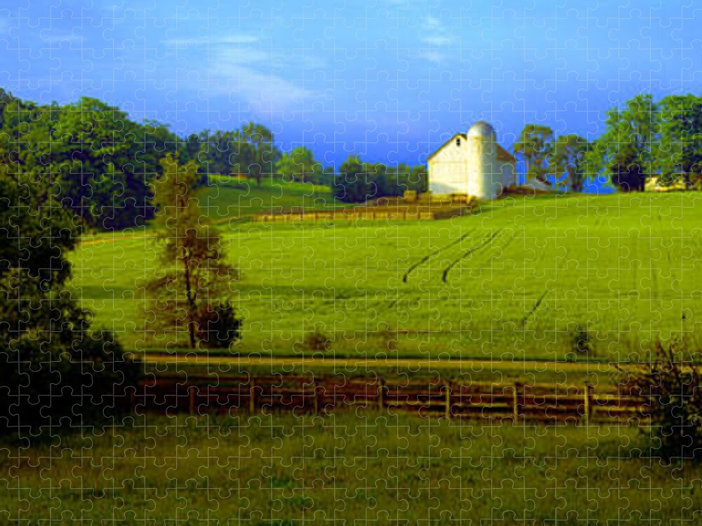 Conley Jigsaw Puzzle featuring the photograph Conley road farm spring time by Tom Jelen