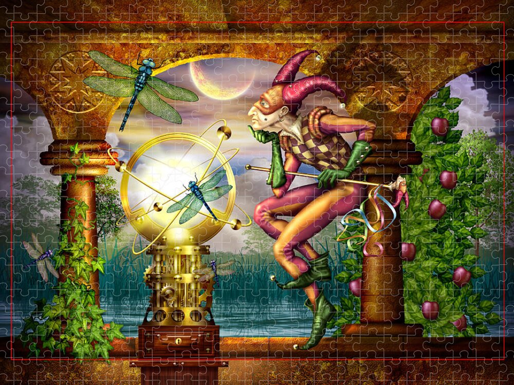 Jester Jigsaw Puzzle featuring the digital art Contemplating the System by MGL Meiklejohn Graphics Licensing