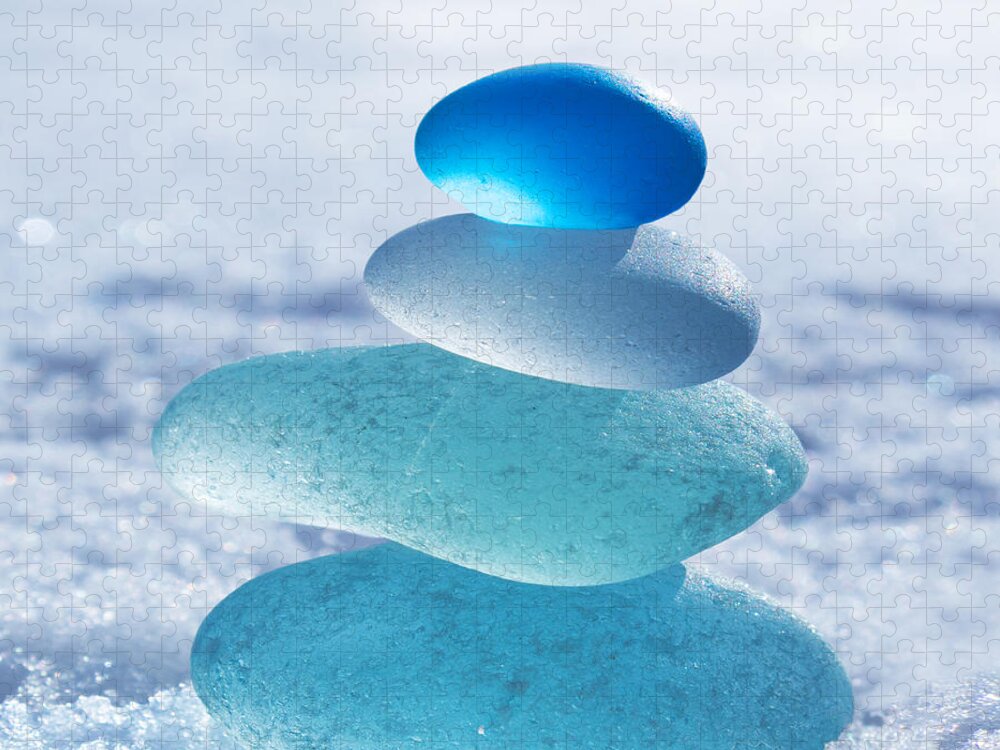 Seaglass Jigsaw Puzzle featuring the photograph Cool Blues by Barbara McMahon