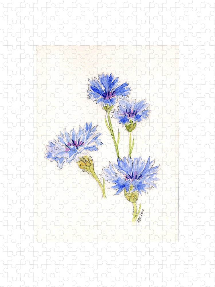 Cornflowers Jigsaw Puzzle featuring the painting Cornflowers by Stephanie Grant