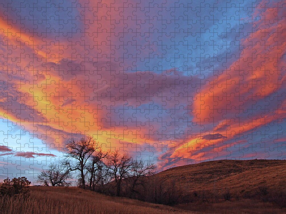 Cottonwood Tree Print Jigsaw Puzzle featuring the photograph Cottonwood Sunset by Jim Garrison