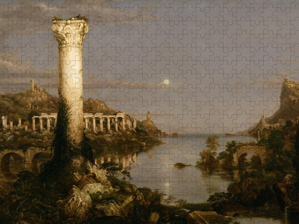 Thomas Cole Jigsaw Puzzle featuring the painting Course of Empire Desolation by Thomas Cole
