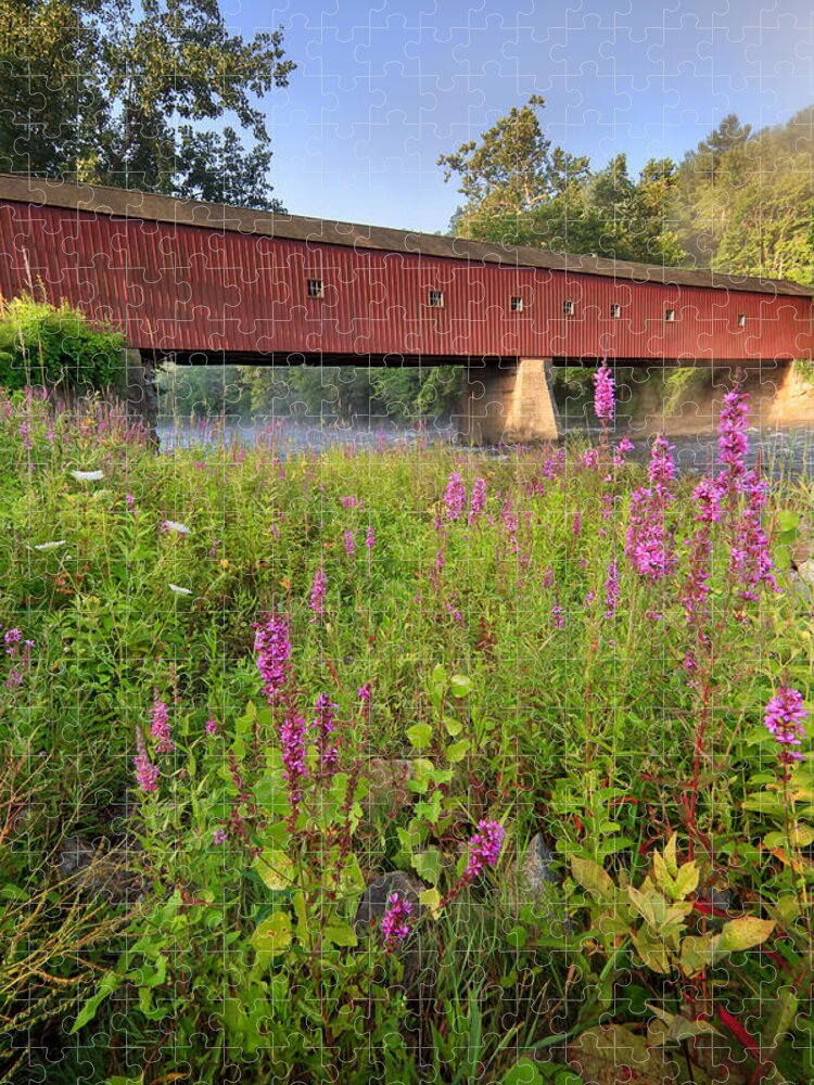 Summer Jigsaw Puzzle featuring the photograph Covered Bridge West Cornwall by Bill Wakeley