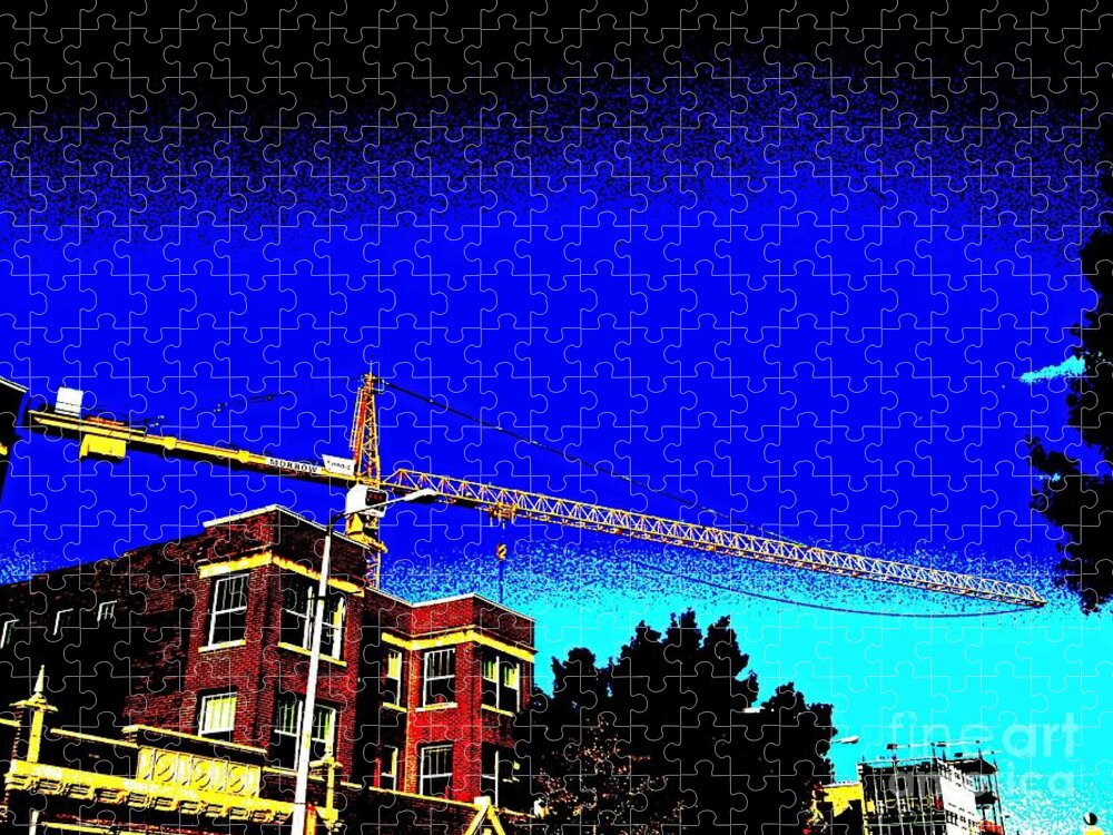  Jigsaw Puzzle featuring the photograph Crane Full Shot in High Contrast by Kelly Awad