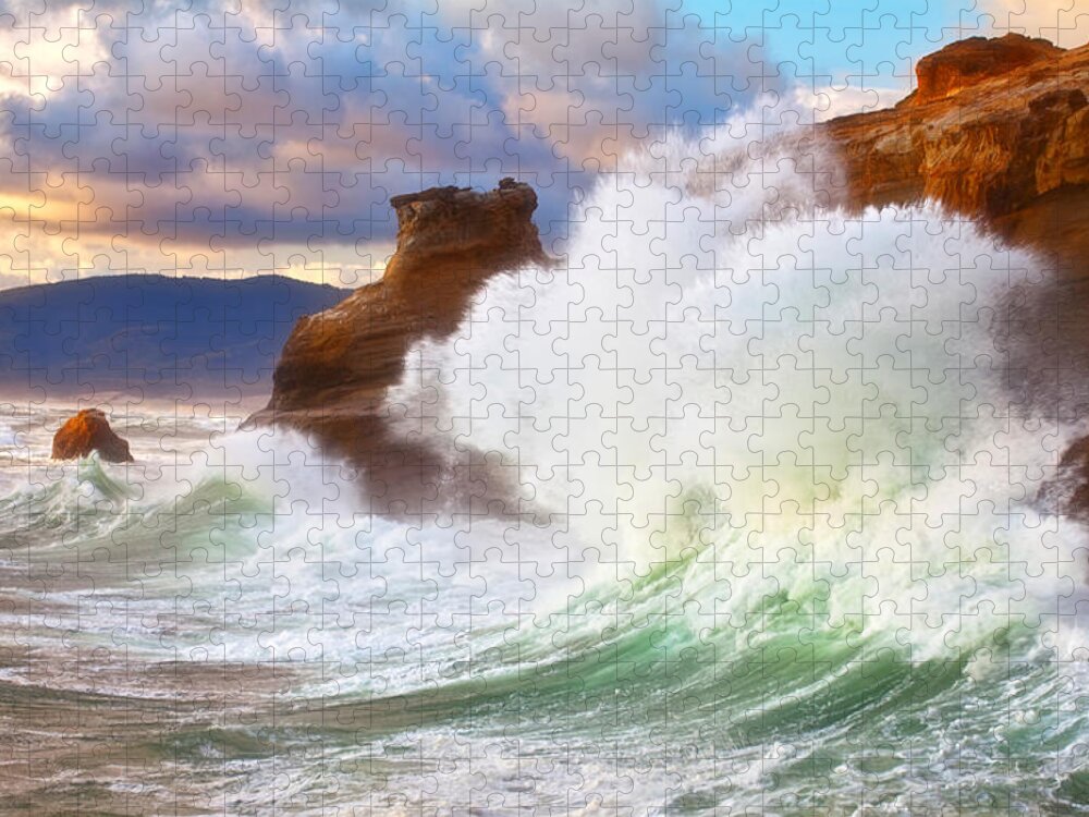 Ocean Jigsaw Puzzle featuring the photograph Crashing Kiwanda by Darren White