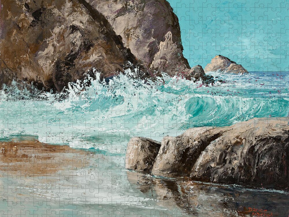 Ocean Jigsaw Puzzle featuring the painting Crashing Waves by Darice Machel McGuire