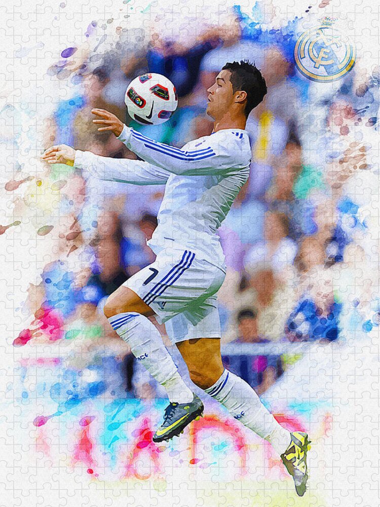 Cristiano Ronaldo of Real Madrid chest the ball Jigsaw Puzzle by Don Kuing  - Pixels Puzzles