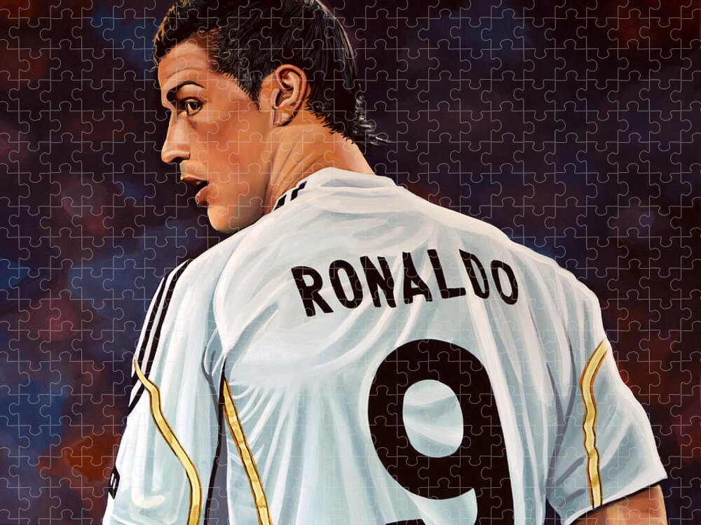 Real Madrid Jigsaw Puzzle featuring the painting Cristiano Ronaldo by Paul Meijering