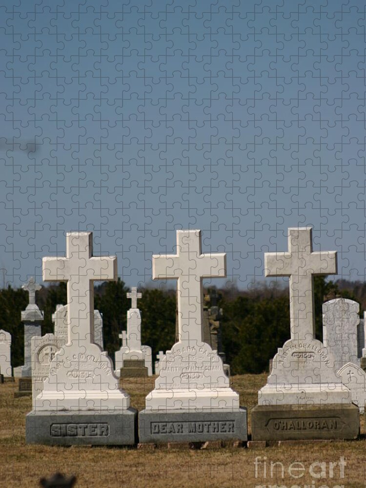 Cemetary Jigsaw Puzzle featuring the mixed media Crosses by Art MacKay