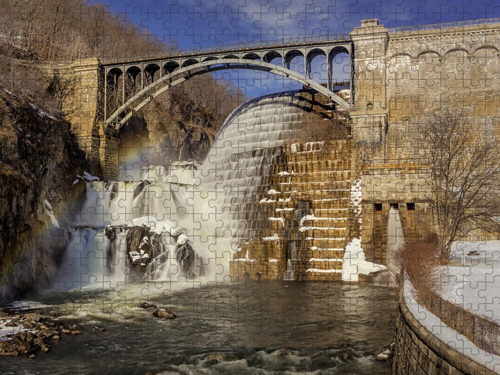 Croton Dam Jigsaw Puzzle featuring the photograph Croton Dam And Rainbow by Susan Candelario