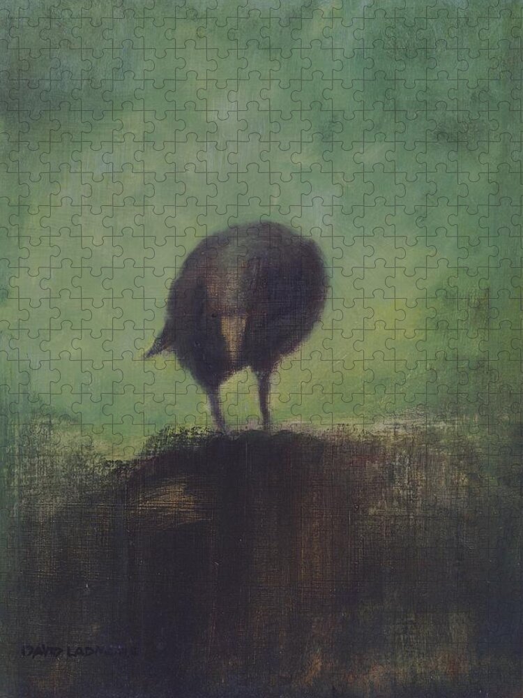 Crow Jigsaw Puzzle featuring the painting Crow 12 by David Ladmore