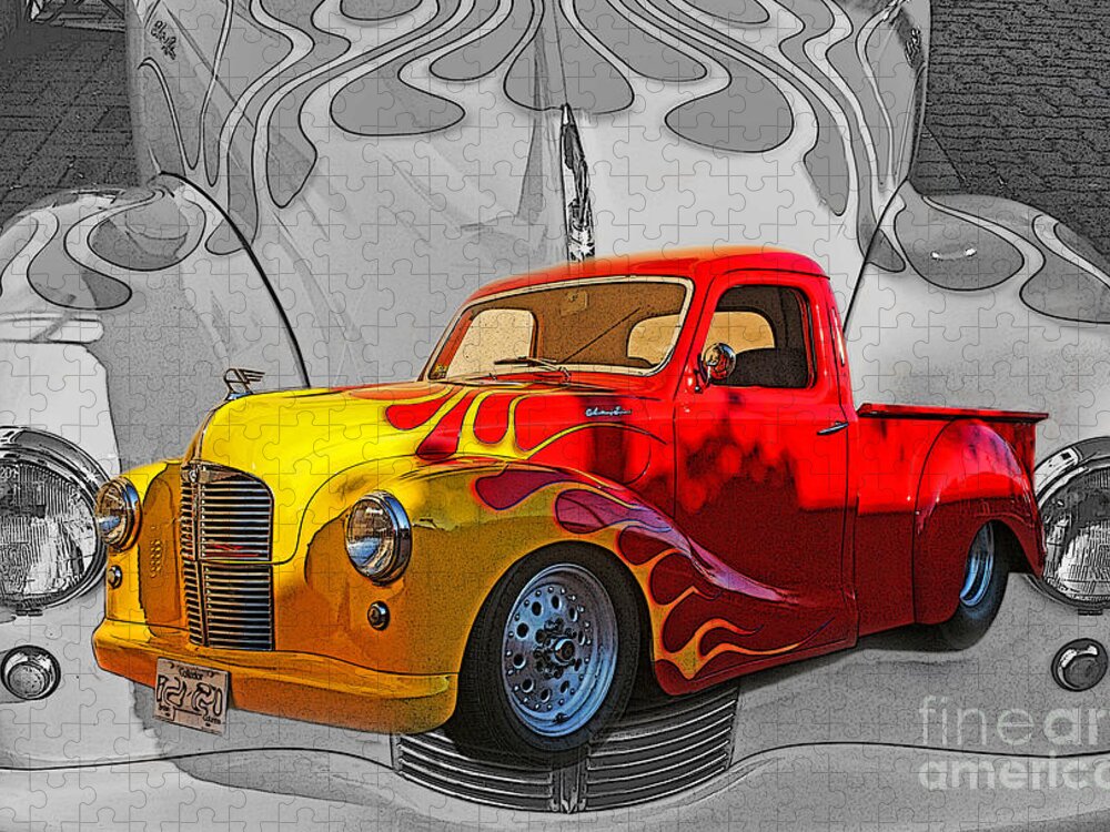 Trucks Jigsaw Puzzle featuring the photograph Custom Flames by Randy Harris
