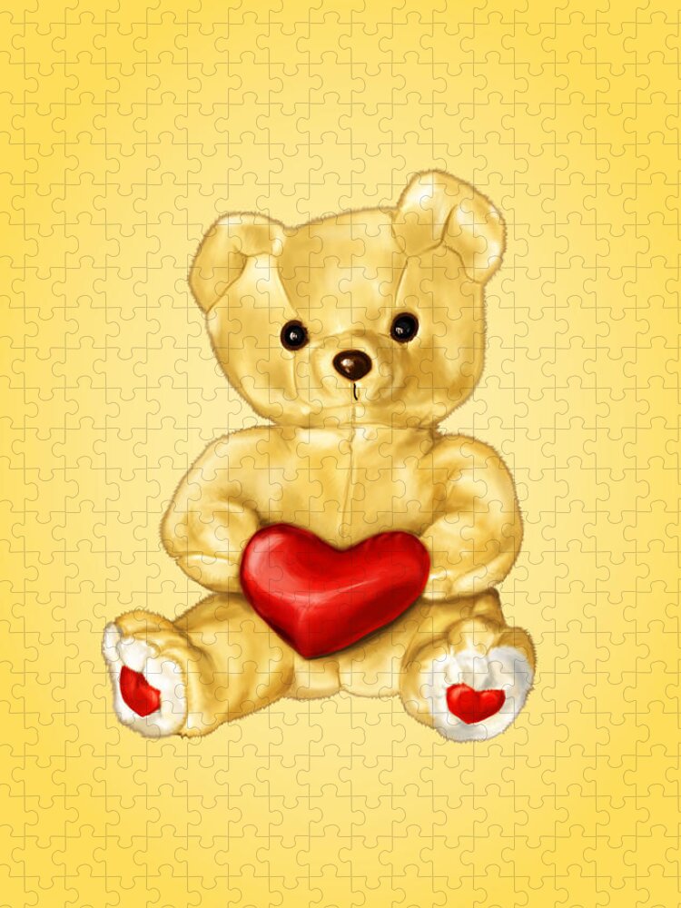 Cute Teddy Bear Jigsaw Puzzle featuring the digital art Cute Teddy Bear Hypnotist by Boriana Giormova