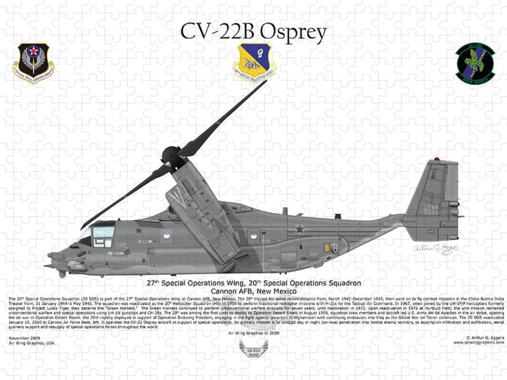Bell Jigsaw Puzzle featuring the digital art CV-22B Osprey 20th SOS by Arthur Eggers