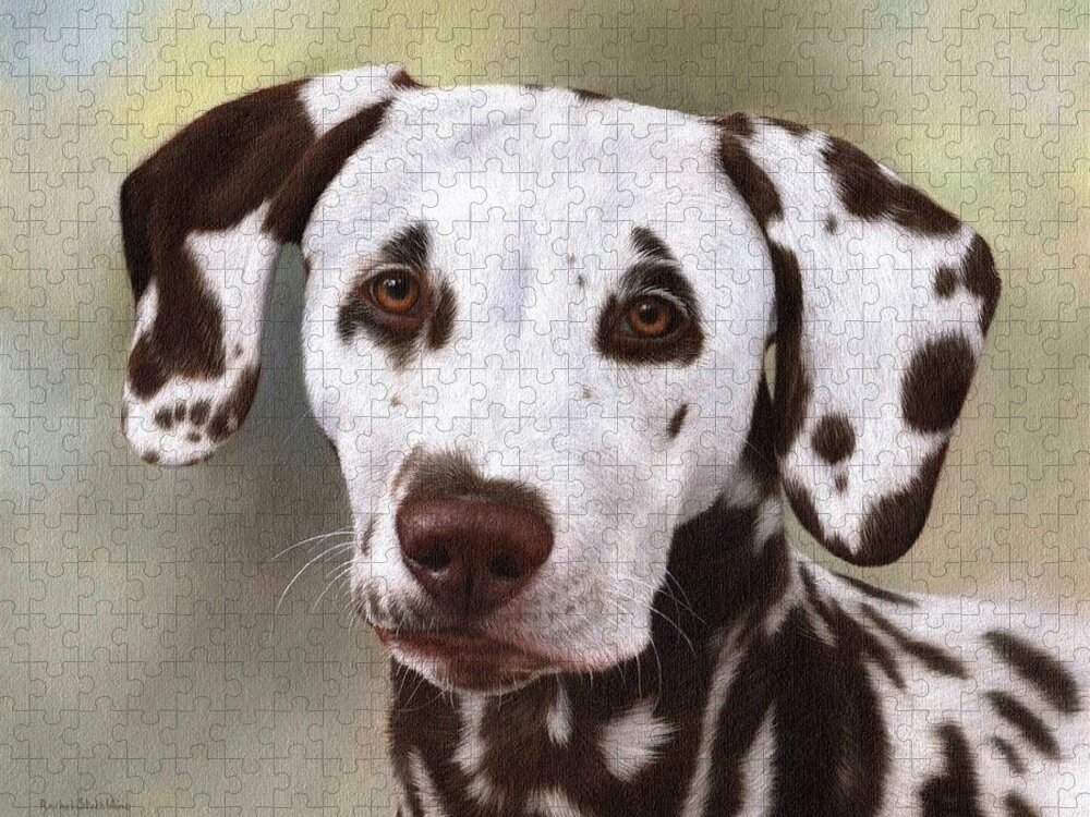 Dog Jigsaw Puzzle featuring the painting Dalmatian Painting by Rachel Stribbling
