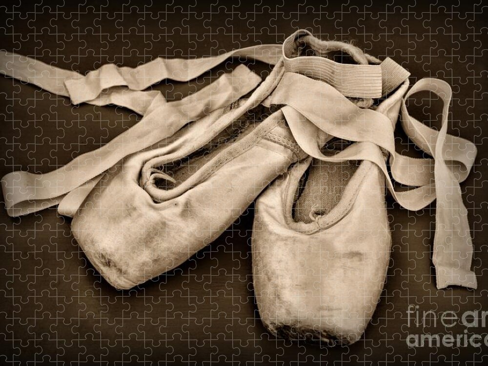 Paul Ward Jigsaw Puzzle featuring the photograph Dancer - Ballerina Shoes - Black and White by Paul Ward