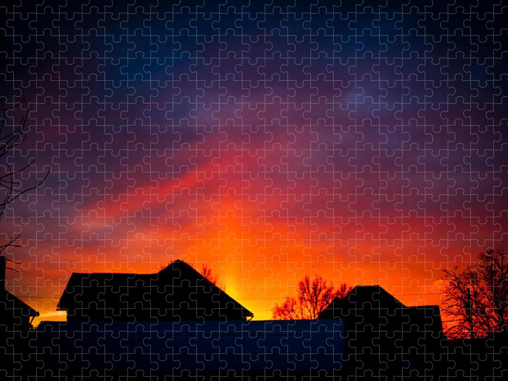 Sunset Jigsaw Puzzle featuring the photograph Dark Sunset by Jonny D