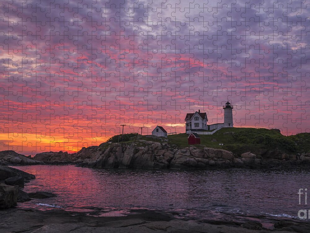 Atlantic Jigsaw Puzzle featuring the photograph Dawn at the Nubble by Steven Ralser