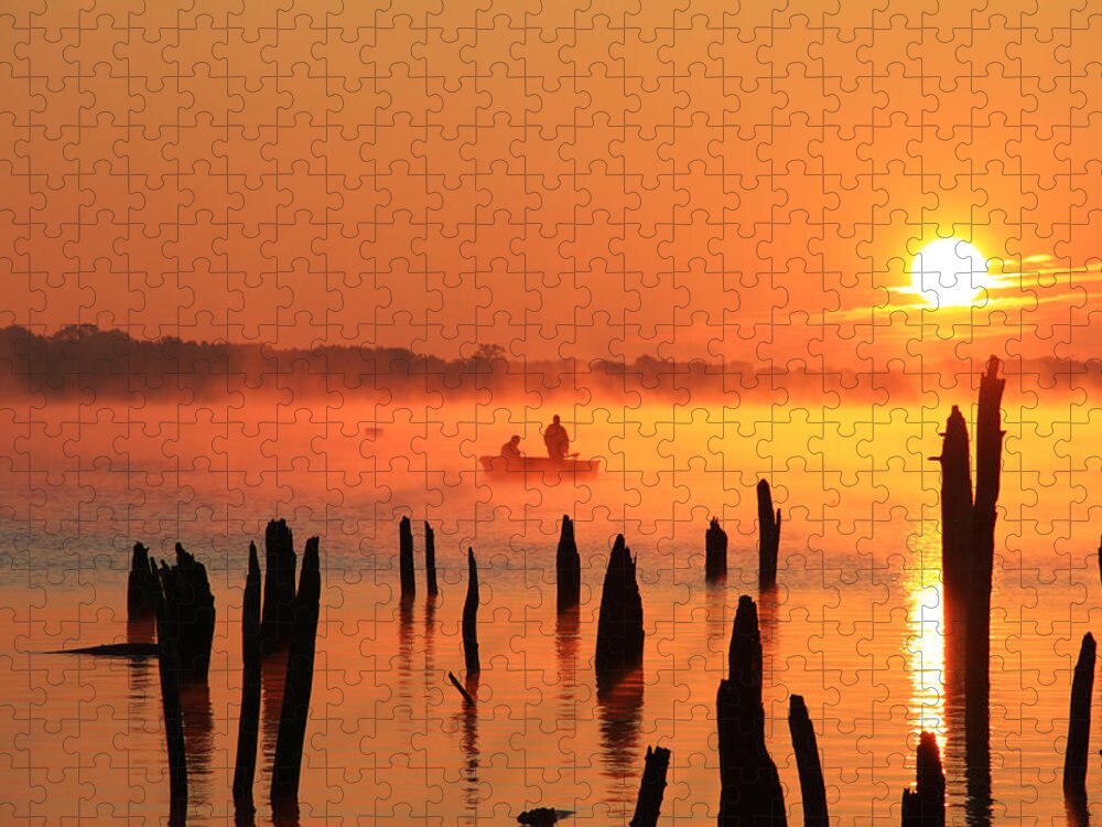 Sunrise Jigsaw Puzzle featuring the photograph Dawn Fishing by Roger Becker