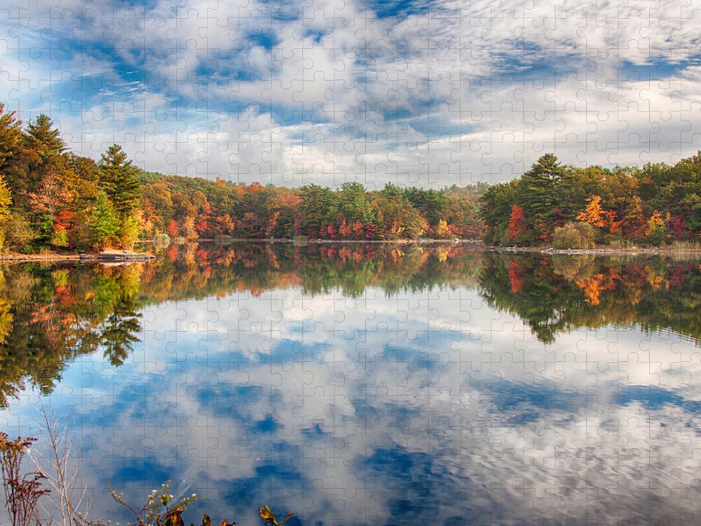 Autumn Foliage Jigsaw Puzzle featuring the photograph Dawn reflection of fall colors by Jeff Folger