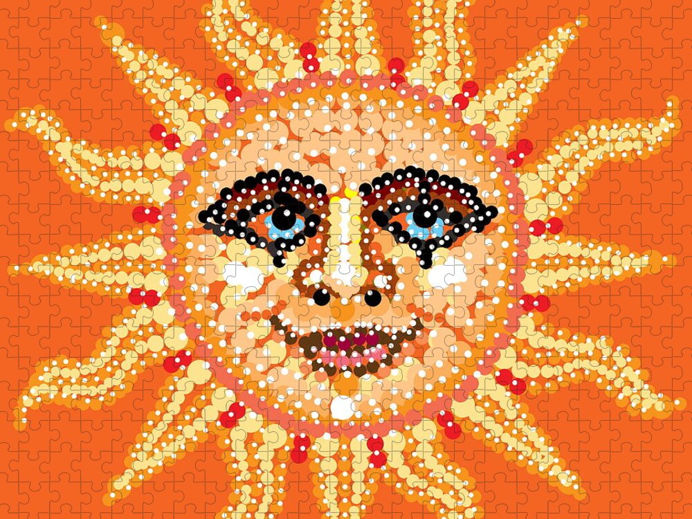 Sun Jigsaw Puzzle featuring the digital art Dazzling Sun by R Allen Swezey