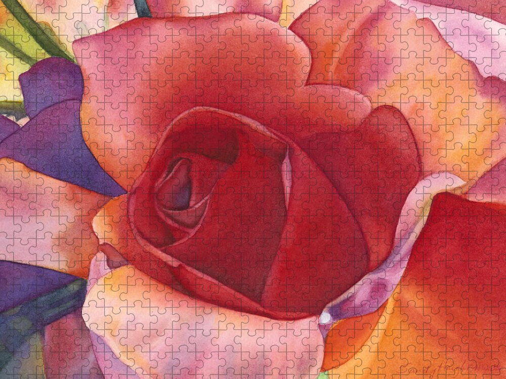 Rose Jigsaw Puzzle featuring the painting Deep Heart by Sandy Haight