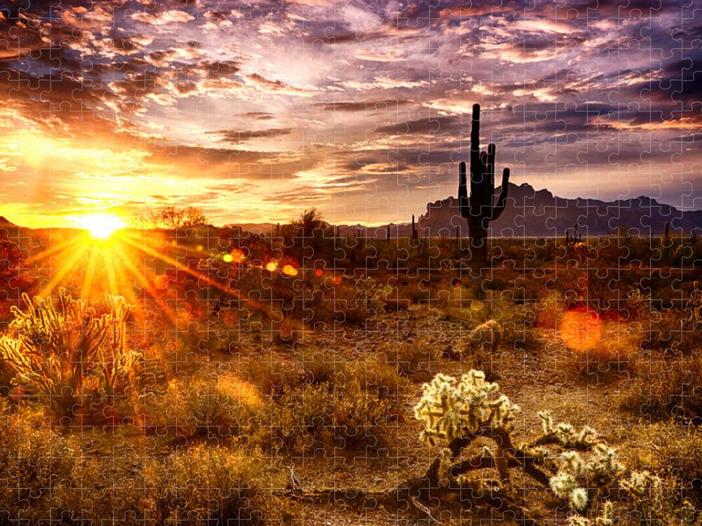 Sunrise Jigsaw Puzzle featuring the photograph Desert Sunshine by Saija Lehtonen