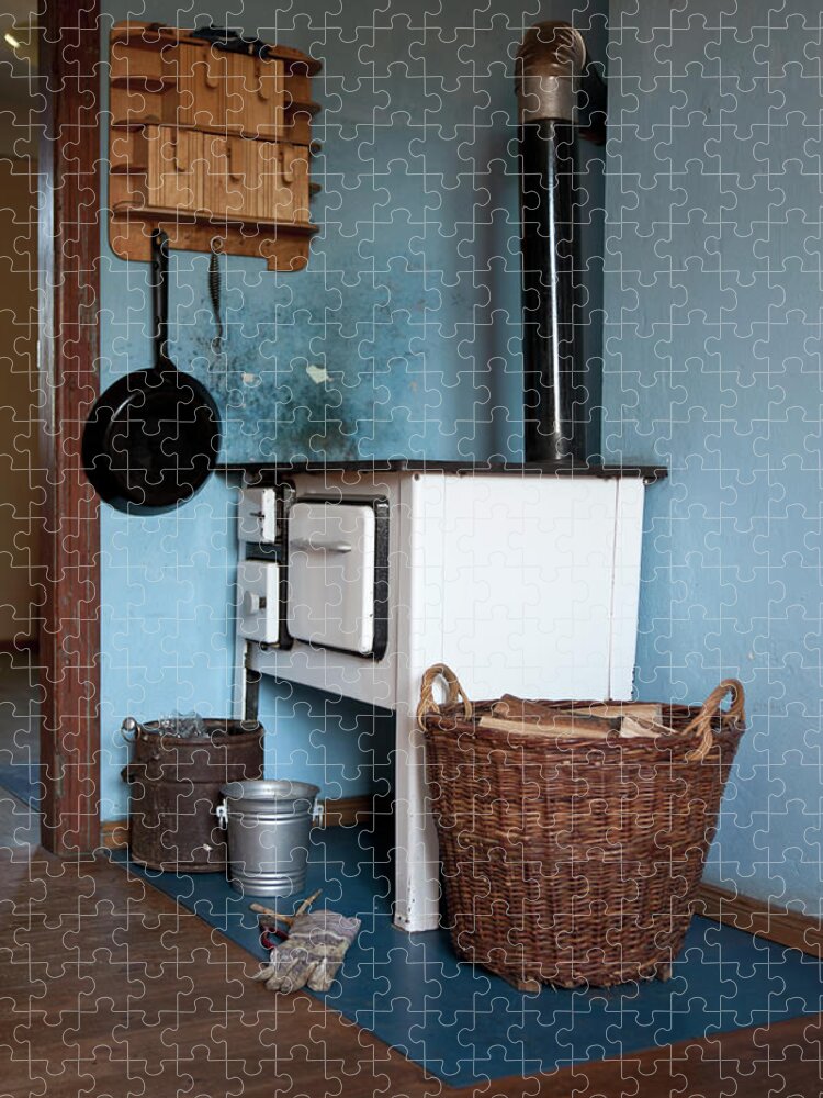 Hanging Jigsaw Puzzle featuring the photograph Detail Of An Old-fashioned Kitchen by Halfdark