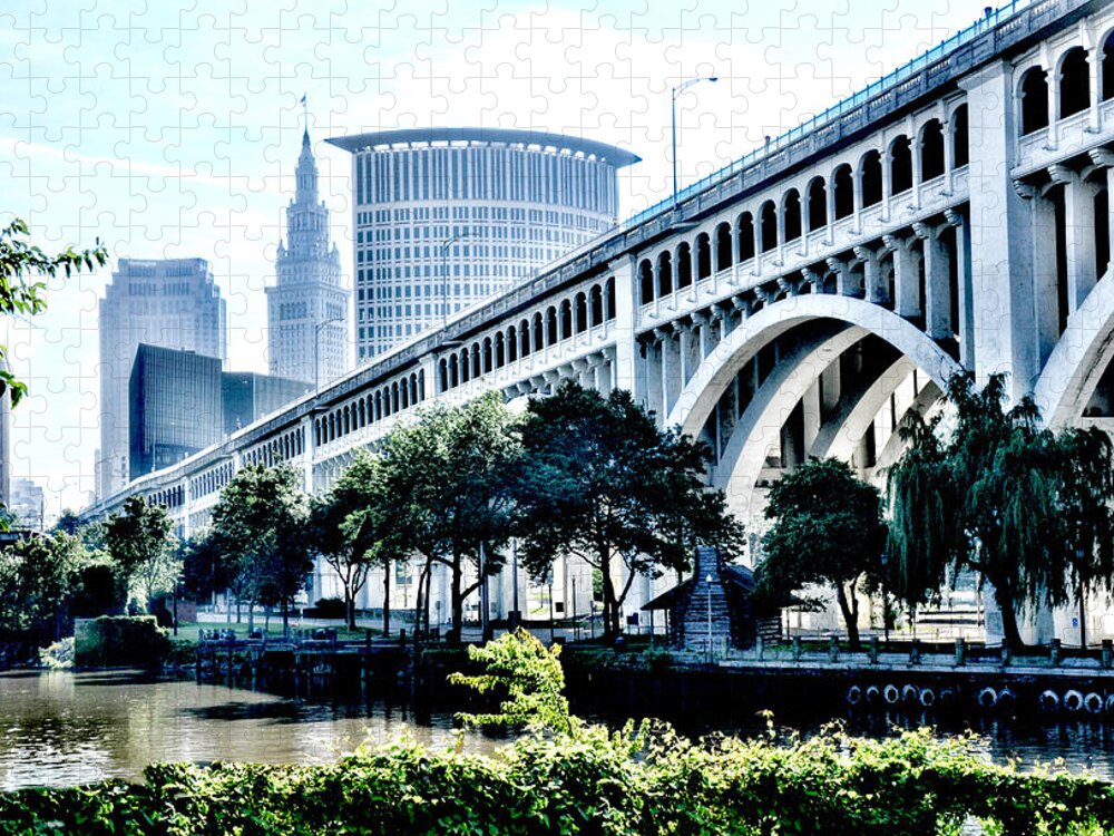 Detroit-superior Bridge Jigsaw Puzzle featuring the photograph Detroit-Superior Bridge - Cleveland Ohio - 1 by Mark Madere